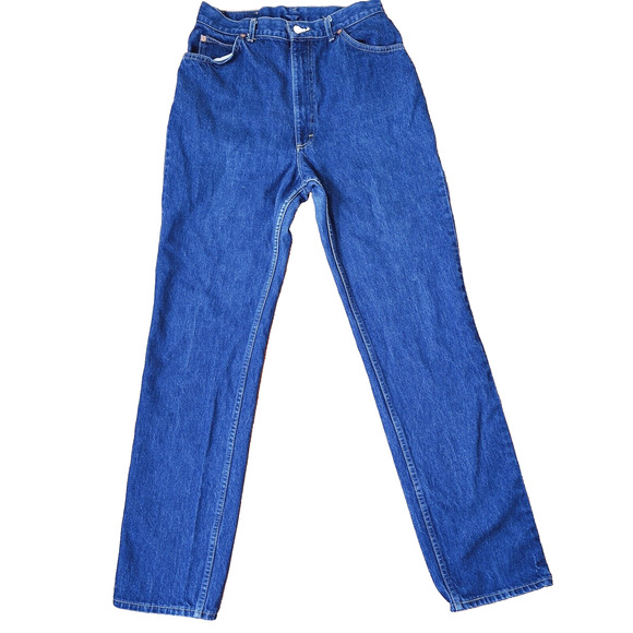 Vintage 80s Lee High Waist All Cotton Jeans Women 28x33 Tall Straight Leg Denim - Picture 3 of 9
